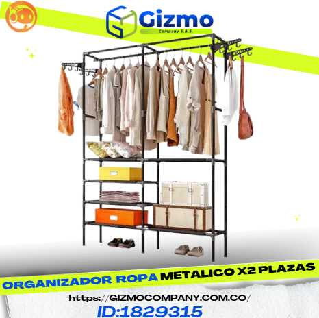 Organizador Ropa 2 Plazas Metalico